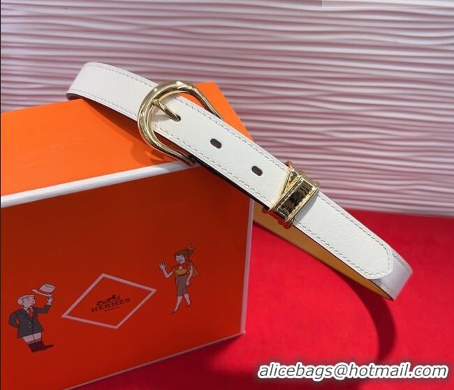 Buy Fashionable Hermes Ecuyere Leather Belt 2.4cm 0617 White/Gold 2025