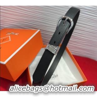 Buy Cheapest Hermes Ecuyere Leather Belt 2.4cm 0617 Black/Silver 2025