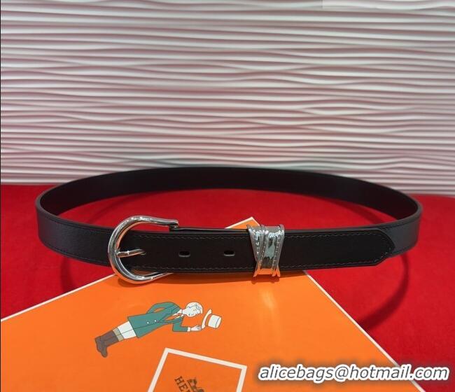 Buy Cheapest Hermes Ecuyere Leather Belt 2.4cm 0617 Black/Silver 2025