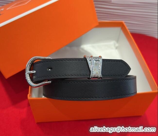 Buy Cheapest Hermes Ecuyere Leather Belt 2.4cm 0617 Black/Silver 2025