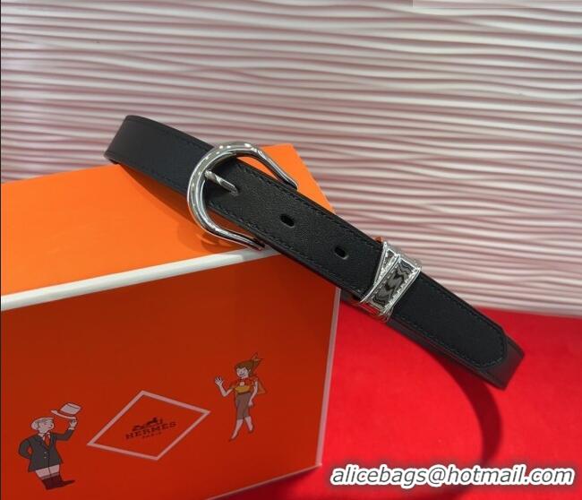 Buy Cheapest Hermes Ecuyere Leather Belt 2.4cm 0617 Black/Silver 2025