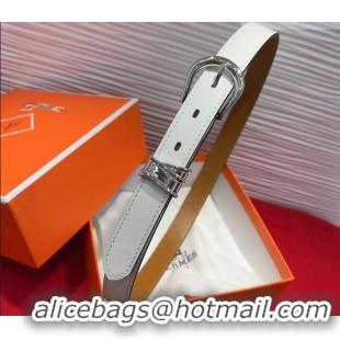 Luxury Discount Hermes Ecuyere Leather Belt 2.4cm 0617 White/Silver 2025