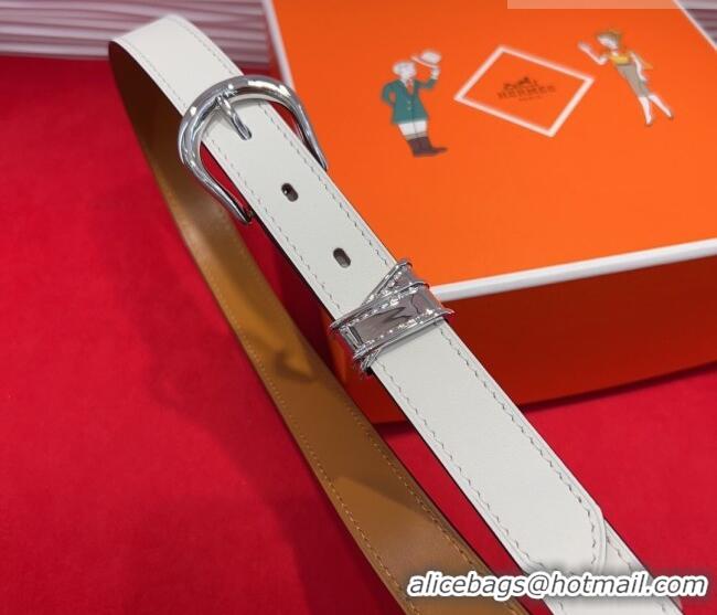 Luxury Discount Hermes Ecuyere Leather Belt 2.4cm 0617 White/Silver 2025