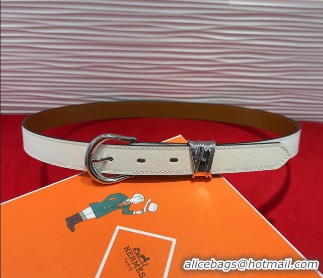 Luxury Discount Hermes Ecuyere Leather Belt 2.4cm 0617 White/Silver 2025