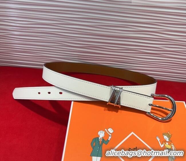 Luxury Discount Hermes Ecuyere Leather Belt 2.4cm 0617 White/Silver 2025