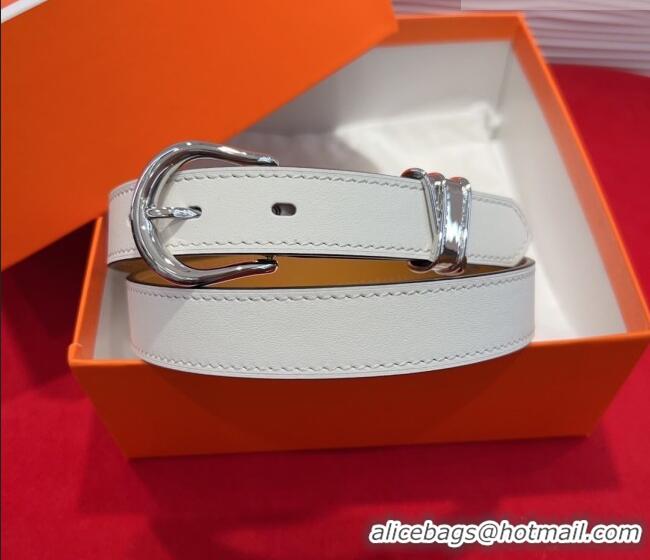 Luxury Discount Hermes Ecuyere Leather Belt 2.4cm 0617 White/Silver 2025