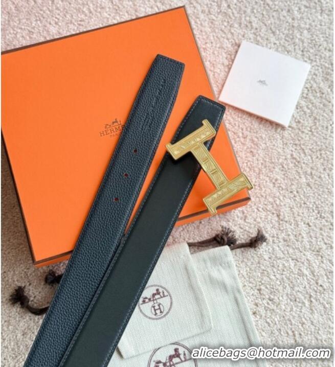 Buy Fashionable Hermes Men's Constance Touareg Reversible Leather Belt 3.8cm 0617 Black 2025