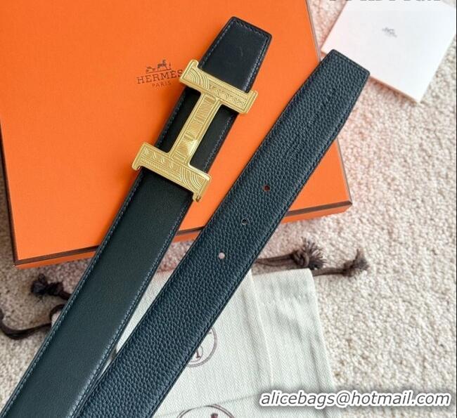 Buy Fashionable Hermes Men's Constance Touareg Reversible Leather Belt 3.8cm 0617 Black 2025