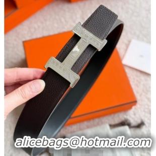 ​Unique Grade Hermes Men's Constance Touareg Reversible Leather Belt 3.8cm 0617 Chocolate 2025