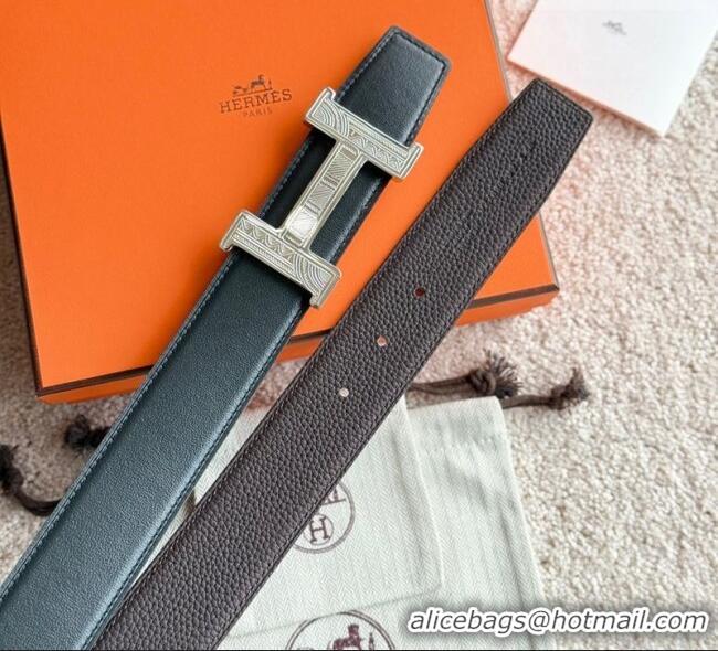 ​Unique Grade Hermes Men's Constance Touareg Reversible Leather Belt 3.8cm 0617 Chocolate 2025