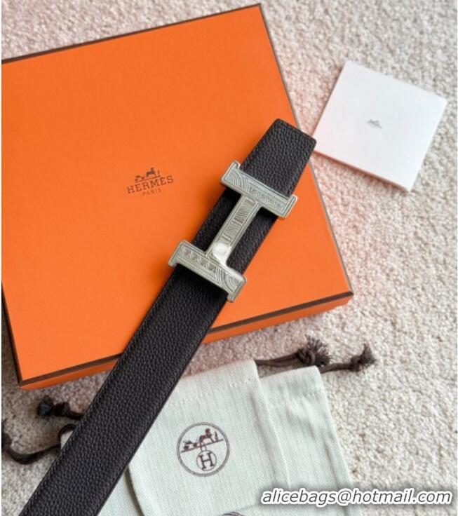 ​Unique Grade Hermes Men's Constance Touareg Reversible Leather Belt 3.8cm 0617 Chocolate 2025