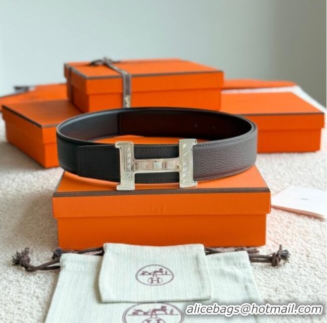 ​Unique Grade Hermes Men's Constance Touareg Reversible Leather Belt 3.8cm 0617 Chocolate 2025