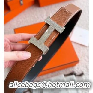 ​Buy Fashionable Hermes Men's Constance Touareg Reversible Leather Belt 3.8cm 0617 Brown 2025