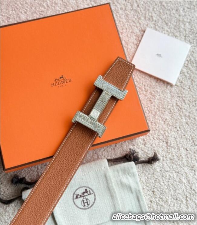 ​Buy Fashionable Hermes Men's Constance Touareg Reversible Leather Belt 3.8cm 0617 Brown 2025