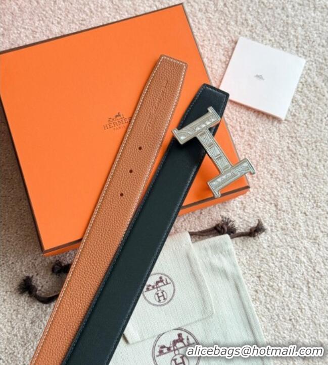 ​Buy Fashionable Hermes Men's Constance Touareg Reversible Leather Belt 3.8cm 0617 Brown 2025