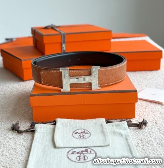 ​Buy Fashionable Hermes Men's Constance Touareg Reversible Leather Belt 3.8cm 0617 Brown 2025