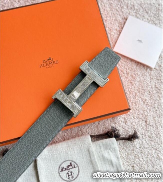 Well Crafted Hermes Men's Constance Touareg Reversible Leather Belt 3.8cm 0617 Grey 2025