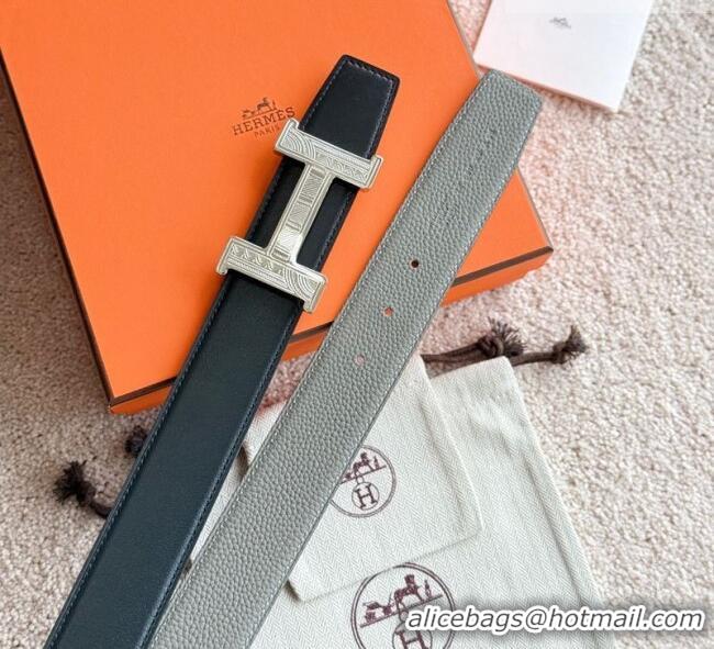 Well Crafted Hermes Men's Constance Touareg Reversible Leather Belt 3.8cm 0617 Grey 2025