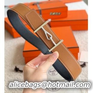 Buy Discount Hermes Pelle Reversibile Belt in Epsom Leather 38MM H071205 Brown/Black/Silver 2025