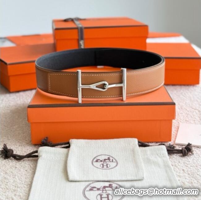 Buy Discount Hermes Pelle Reversibile Belt in Epsom Leather 38MM H071205 Brown/Black/Silver 2025