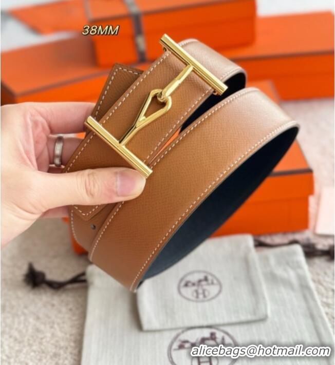 ​Buy Cheap Hermes Pelle Reversibile Belt in Epsom Leather 38MM H071206 Brown/Black/Gold 2025
