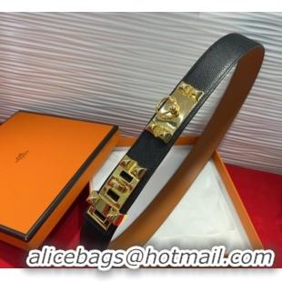 Discount Hermes Collier de Chien Belt 3.2cm with Medor Studs and Ring Buckle in Grained Calfskin H2018025 Black/Gold 202