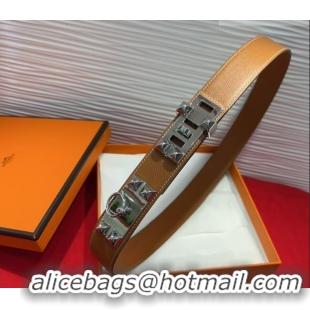 Well Crafted Hermes Collier de Chien Belt 3.2cm with Medor Studs and Ring Buckle in Grained Calfskin H2018025 Brown/Silv