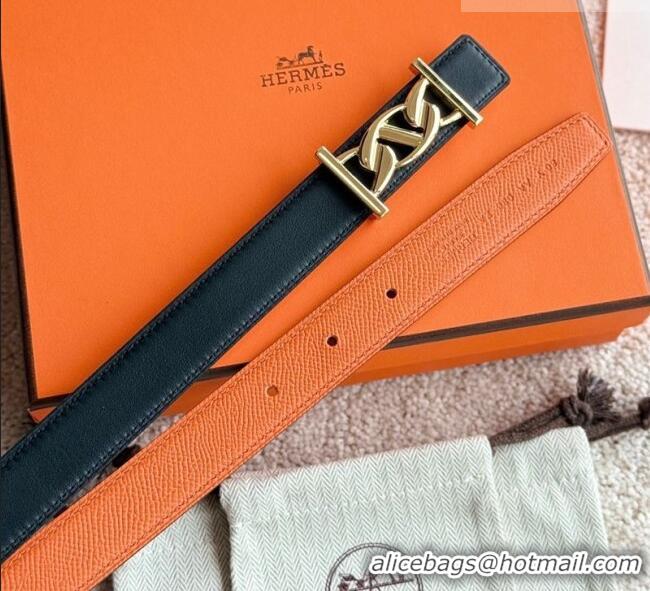 Promotional Hermes Fibbia da Cintura My H Belt Buckle & Reversible Leather Strap 2.4cm H5010 Orange/Black/Gold 2025