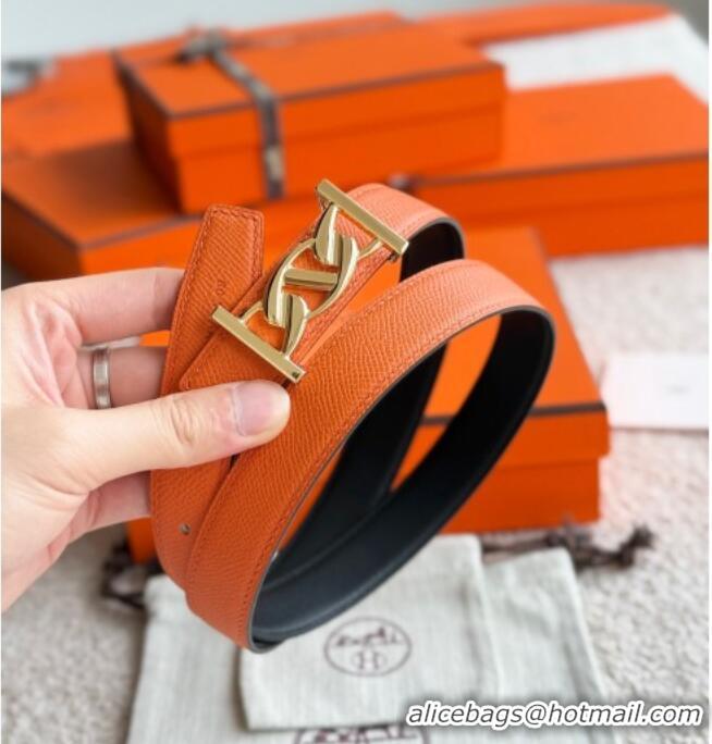 Promotional Hermes Fibbia da Cintura My H Belt Buckle & Reversible Leather Strap 2.4cm H5010 Orange/Black/Gold 2025