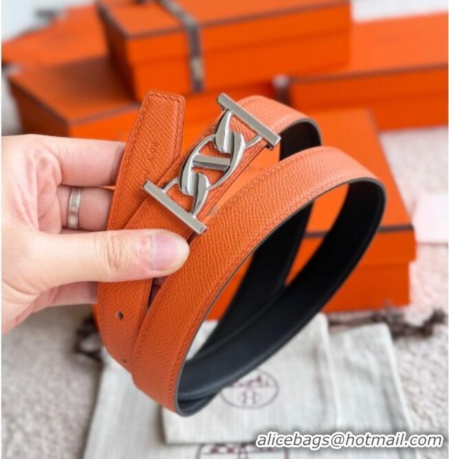 Grade Price Hermes Fibbia da Cintura My H Belt Buckle & Reversible Leather Strap 2.4cm H5010 Orange/Black/Silver 2025