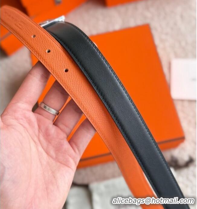 Grade Price Hermes Fibbia da Cintura My H Belt Buckle & Reversible Leather Strap 2.4cm H5010 Orange/Black/Silver 2025