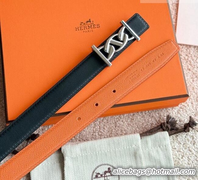 Grade Price Hermes Fibbia da Cintura My H Belt Buckle & Reversible Leather Strap 2.4cm H5010 Orange/Black/Silver 2025