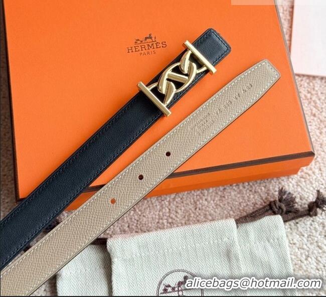 Top Quality Hermes Fibbia da Cintura My H Belt Buckle & Reversible Leather Strap 2.4cm H5010 Grey/Black/Gold 2025