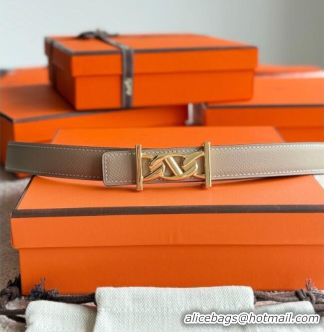 Top Quality Hermes Fibbia da Cintura My H Belt Buckle & Reversible Leather Strap 2.4cm H5010 Grey/Black/Gold 2025