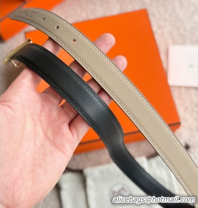 Top Quality Hermes Fibbia da Cintura My H Belt Buckle & Reversible Leather Strap 2.4cm H5010 Grey/Black/Gold 2025