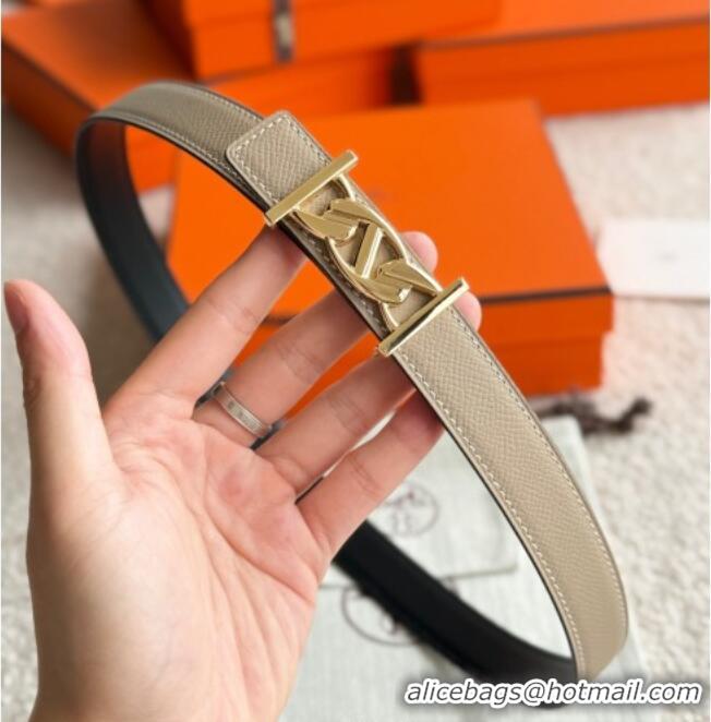 Top Quality Hermes Fibbia da Cintura My H Belt Buckle & Reversible Leather Strap 2.4cm H5010 Grey/Black/Gold 2025