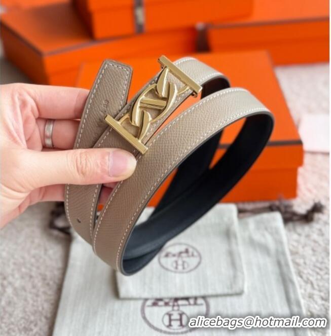Top Quality Hermes Fibbia da Cintura My H Belt Buckle & Reversible Leather Strap 2.4cm H5010 Grey/Black/Gold 2025