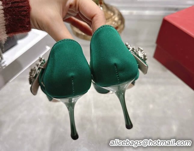 Best Price Roger Vivier Bouquet Strass Flower Pumps 8.5cm in Satin 0225034 Green 2026