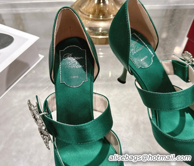 Best Price Roger Vivier Bouquet Strass Flower Pumps 8.5cm in Satin 0225034 Green 2026