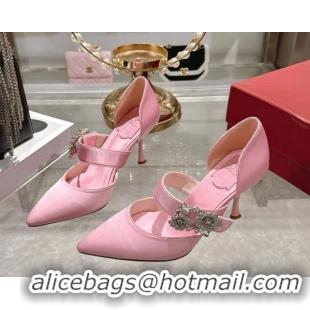 Best Price Roger Vivier Bouquet Strass Flower Pumps 8.5cm in Satin 0225042 Pink 2026