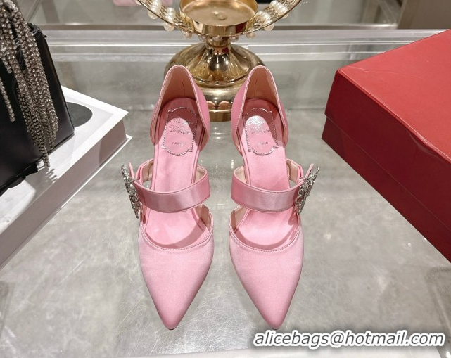 Best Price Roger Vivier Bouquet Strass Flower Pumps 8.5cm in Satin 0225042 Pink 2026