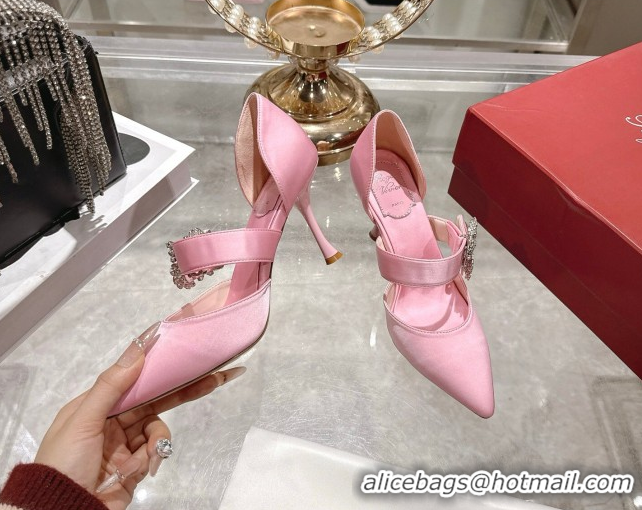 Best Price Roger Vivier Bouquet Strass Flower Pumps 8.5cm in Satin 0225042 Pink 2026