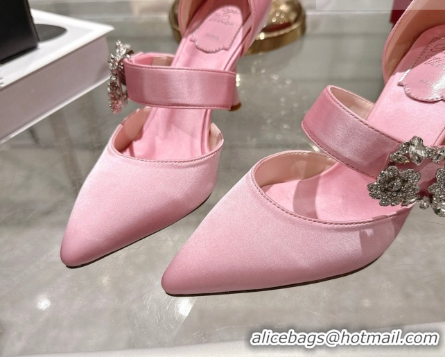 Best Price Roger Vivier Bouquet Strass Flower Pumps 8.5cm in Satin 0225042 Pink 2026