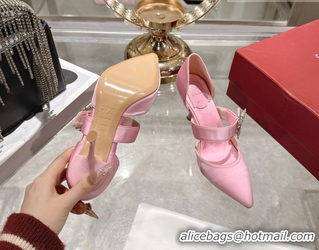 Best Price Roger Vivier Bouquet Strass Flower Pumps 8.5cm in Satin 0225042 Pink 2026