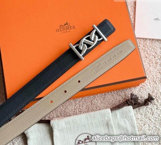Grade Design Hermes Fibbia da Cintura My H Belt Buckle & Reversible Leather Strap 2.4cm H5010 Grey/Black/Silver 2025