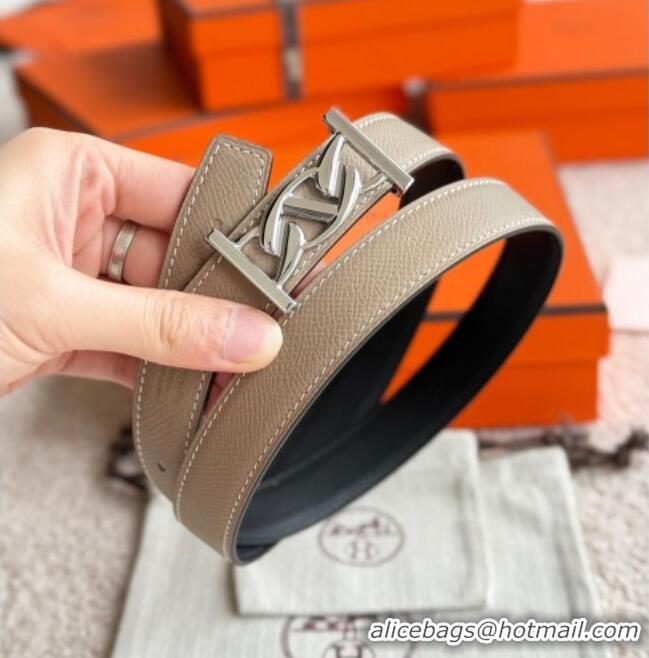 Grade Design Hermes Fibbia da Cintura My H Belt Buckle & Reversible Leather Strap 2.4cm H5010 Grey/Black/Silver 2025