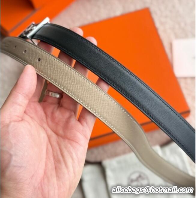 Grade Design Hermes Fibbia da Cintura My H Belt Buckle & Reversible Leather Strap 2.4cm H5010 Grey/Black/Silver 2025