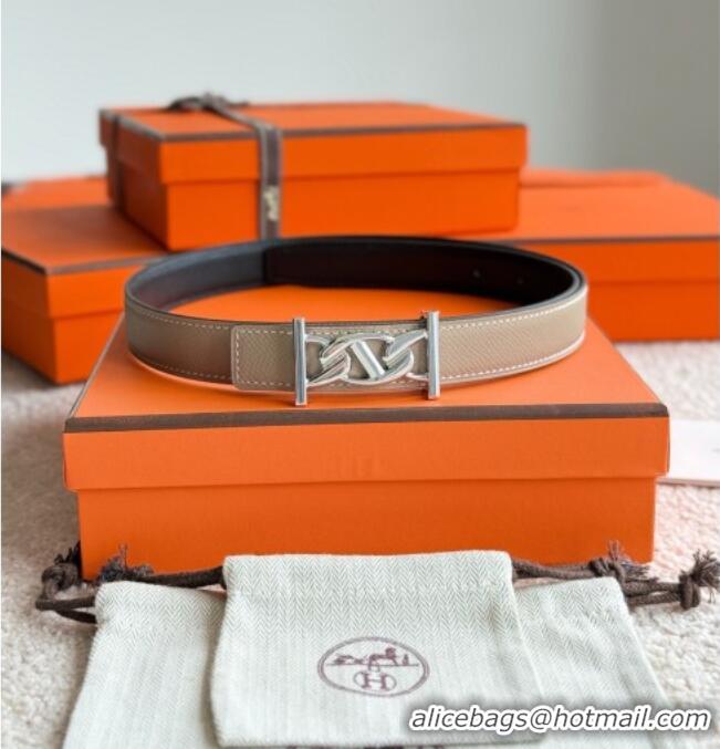 Grade Design Hermes Fibbia da Cintura My H Belt Buckle & Reversible Leather Strap 2.4cm H5010 Grey/Black/Silver 2025
