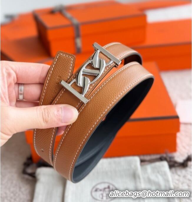 Best Price Hermes Fibbia da Cintura My H Belt Buckle & Reversible Leather Strap 2.4cm H5010 Brown/Black/Silver 2025