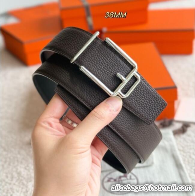 Top Grade Hermes Men's Volte-Face Belt Buckle & Reversible Leather Strap 3.8cm H5011 Dark Brown 2025